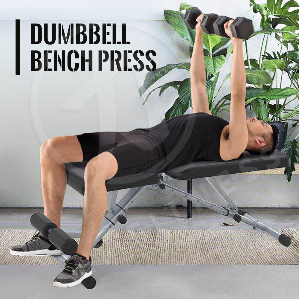 【300kg】Foldable Adjustable Dumbbell Weight Bench Press Sit-up Flat Gym Exercise