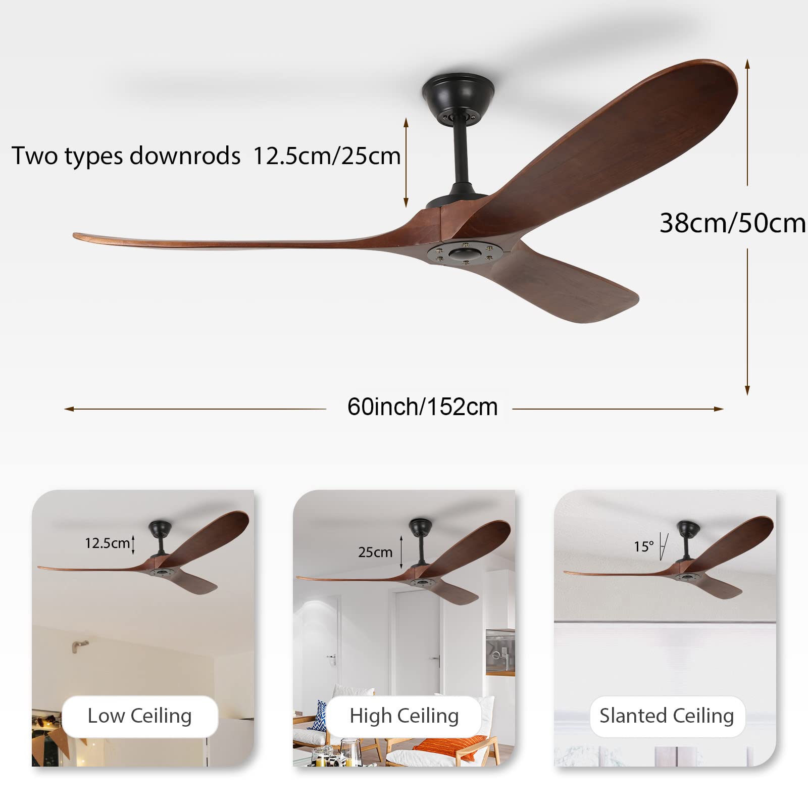 3 Wood Blades Ceiling Fan by USOR - Australian Chandelier Store