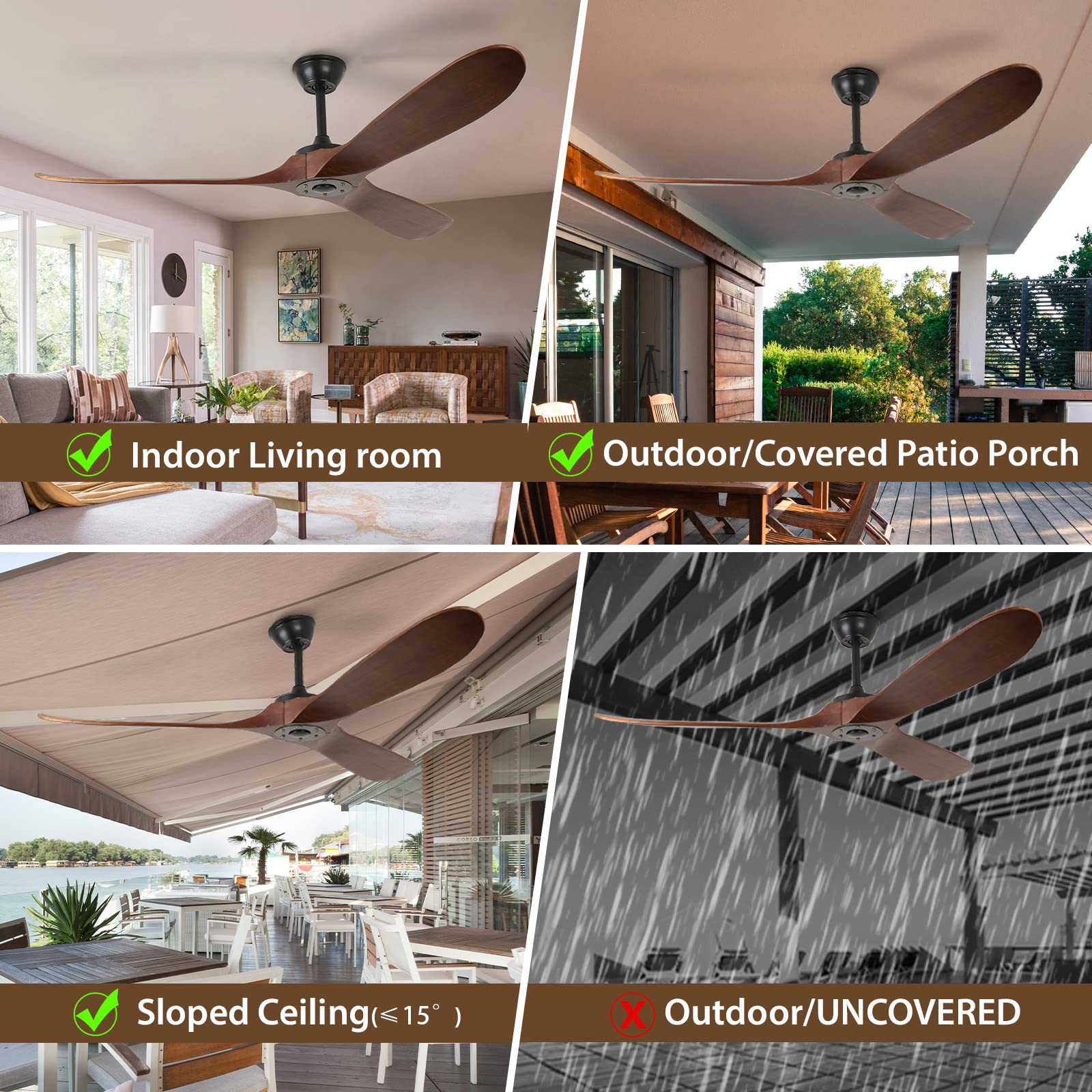 3 Wood Blades Ceiling Fan by USOR - Australian Chandelier Store