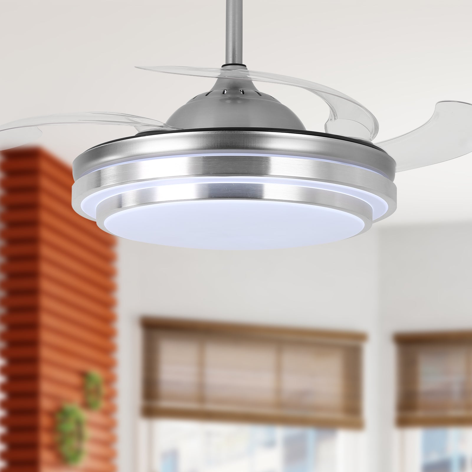 42'' Modern Silver Ceiling Fan with Light & Remote Control by USOR - Australian Ceiling Fan Store