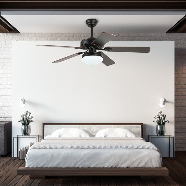 52'' Modern Black Ceiling Fan with Light & Remote Control by USOR - Australian Ceiling Fan Store