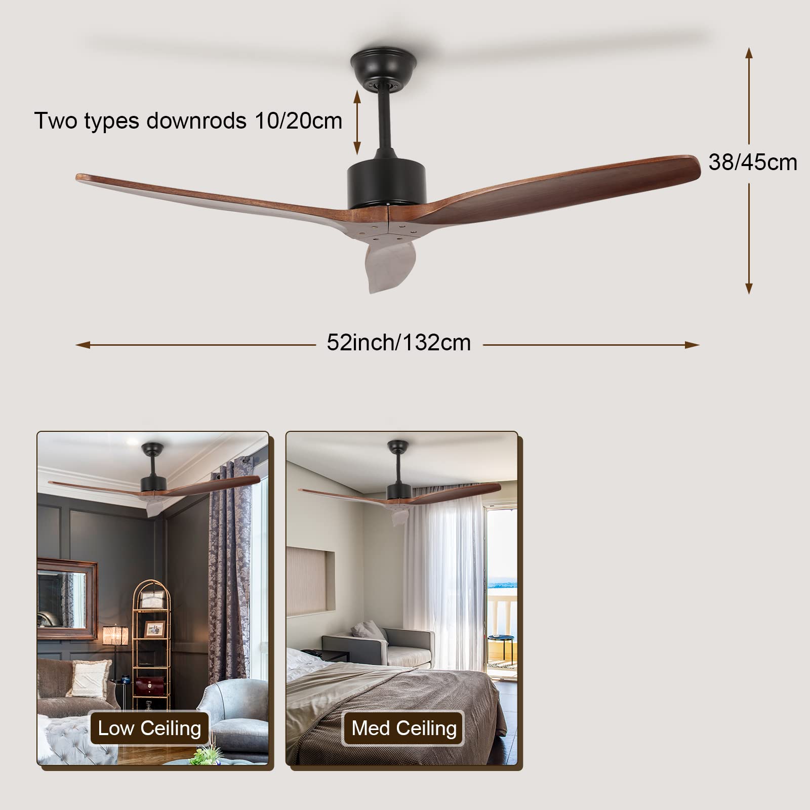 3 Wood Blades Ceiling Fan by USOR - Australian Ceiling Fan Store