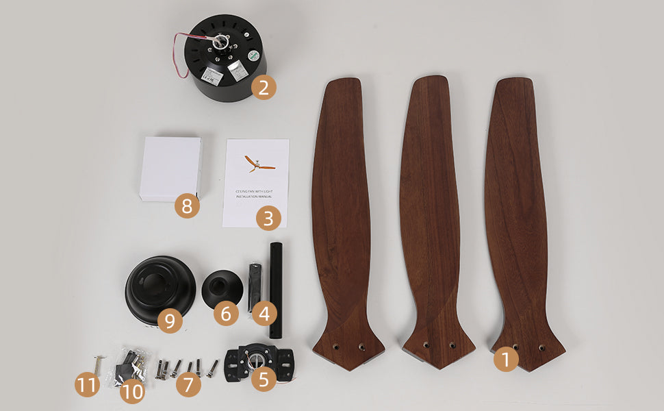 3 Wood Blades Ceiling Fan by USOR - Australian Ceiling Fan Store
