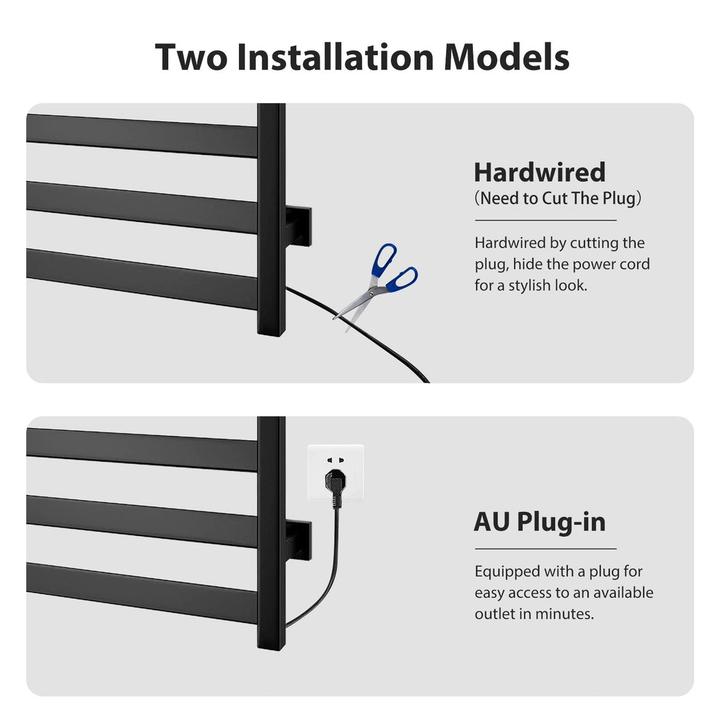 Heated Towel Rail, 6 Compartment Wall Mounted Bathroom Heated Towel Rail With Timer And LED Indicator