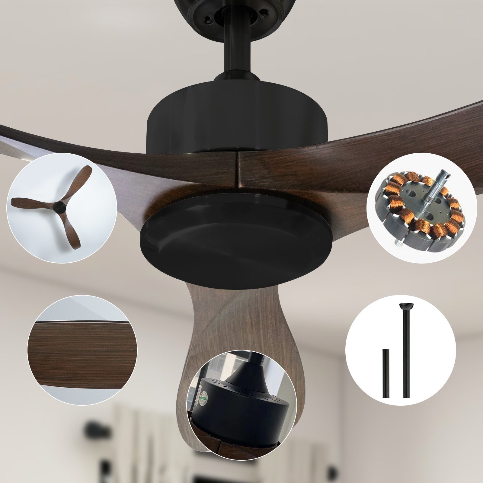 56" Black&Brown Ceiling Fan by USOR - Australian Ceiling Fan Store