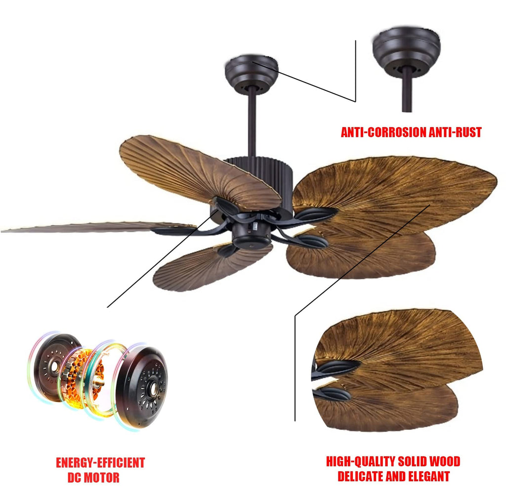 52'' Modern Ceiling Fan with Remote Control SY5B-P-BrB-52-N