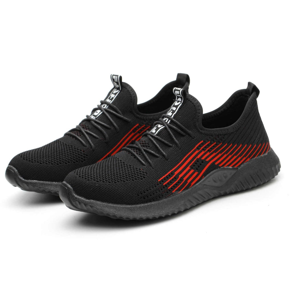 Work Boots Safety Shoes Heavy Duty Black & Red