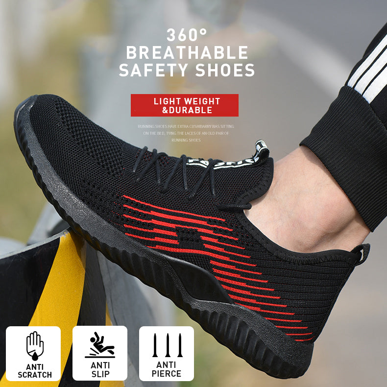 Work Boots Safety Shoes Heavy Duty Black & Red